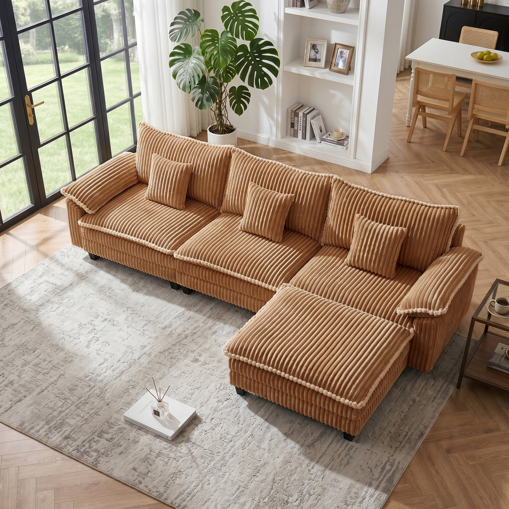 113" Modular L-Shaped Cloud Sectional Sofa - Camel
