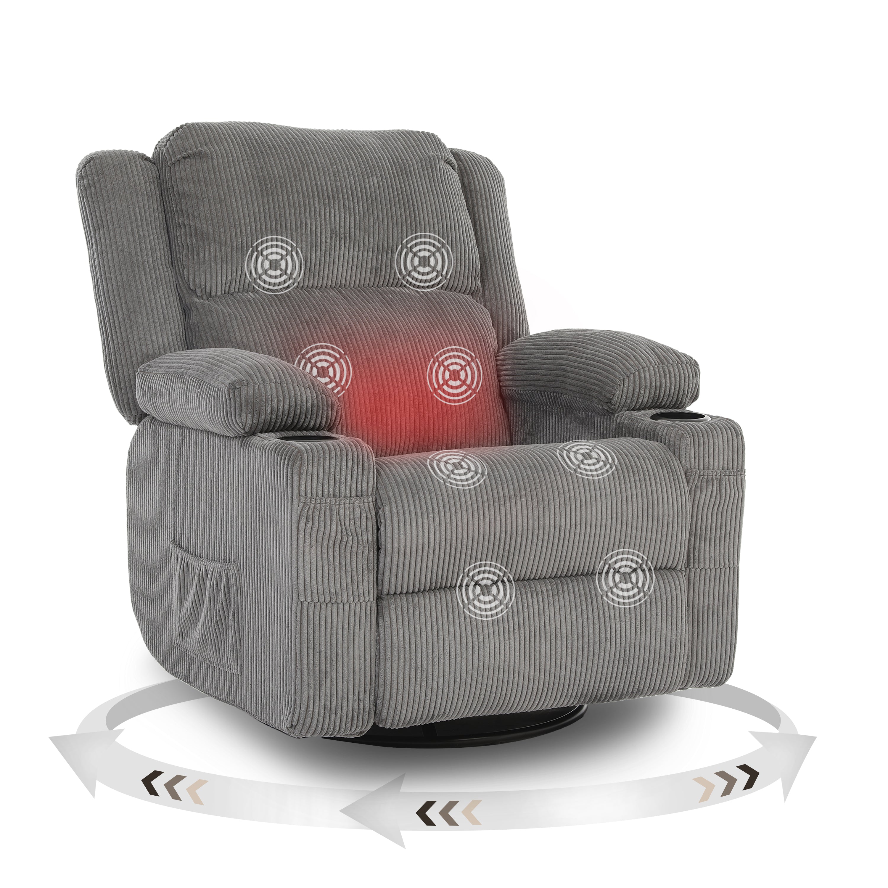 Swivel Rocker Recliner Chair ,Grey