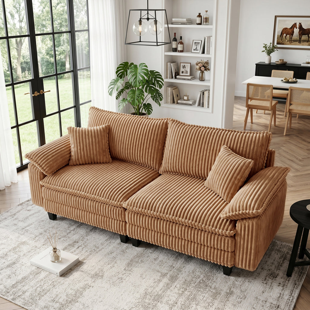 Aspen 83" Deep Seat Cloud Loveseat Sofa - Camel Corduroy