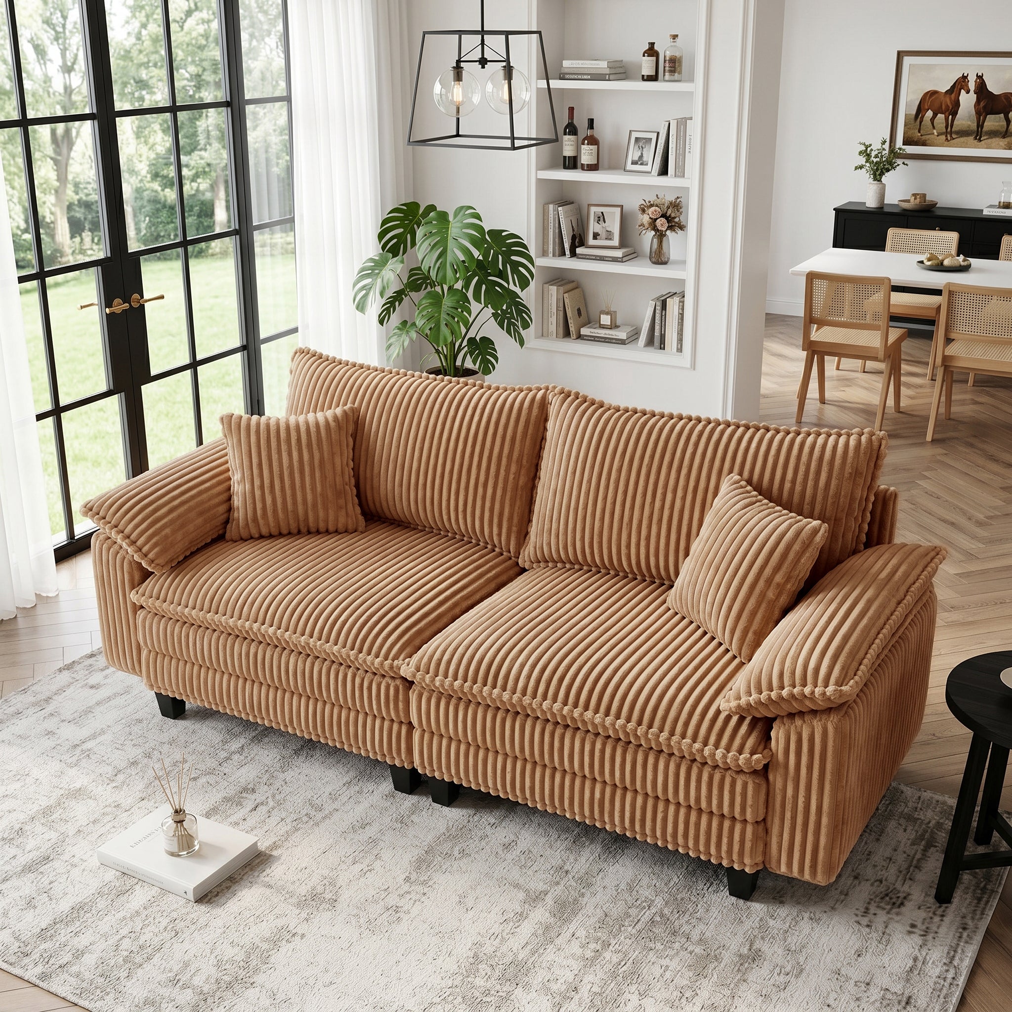 Aspen 83" Deep Seat Cloud Loveseat Sofa - Camel Corduroy