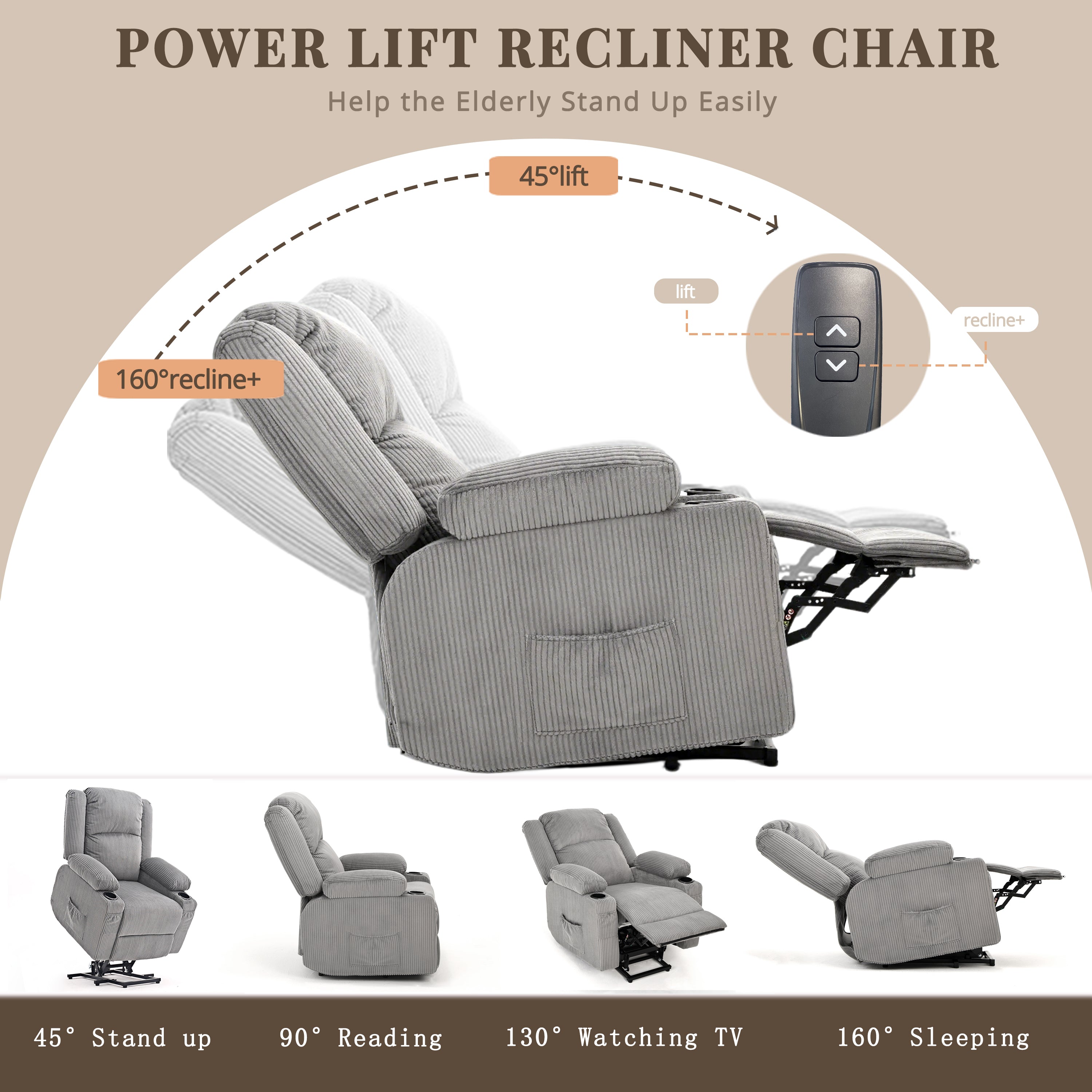 Power Lift Recliner Chair,Grey