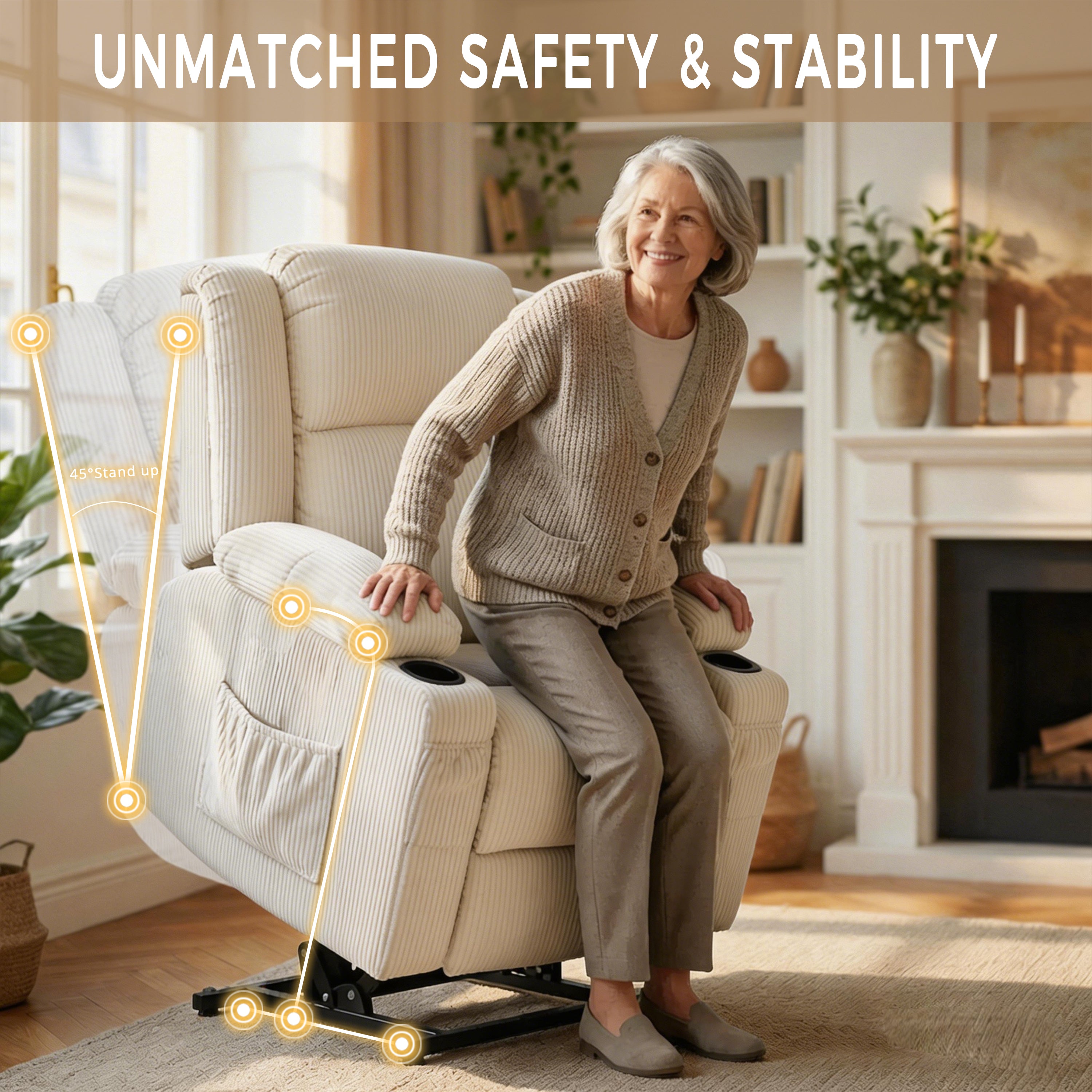 Power Lift Recliner Chair,Cream Beige
