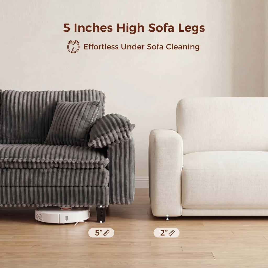 83" Deep Seat Cloud Loveseat Sofa - Gray Corduroy