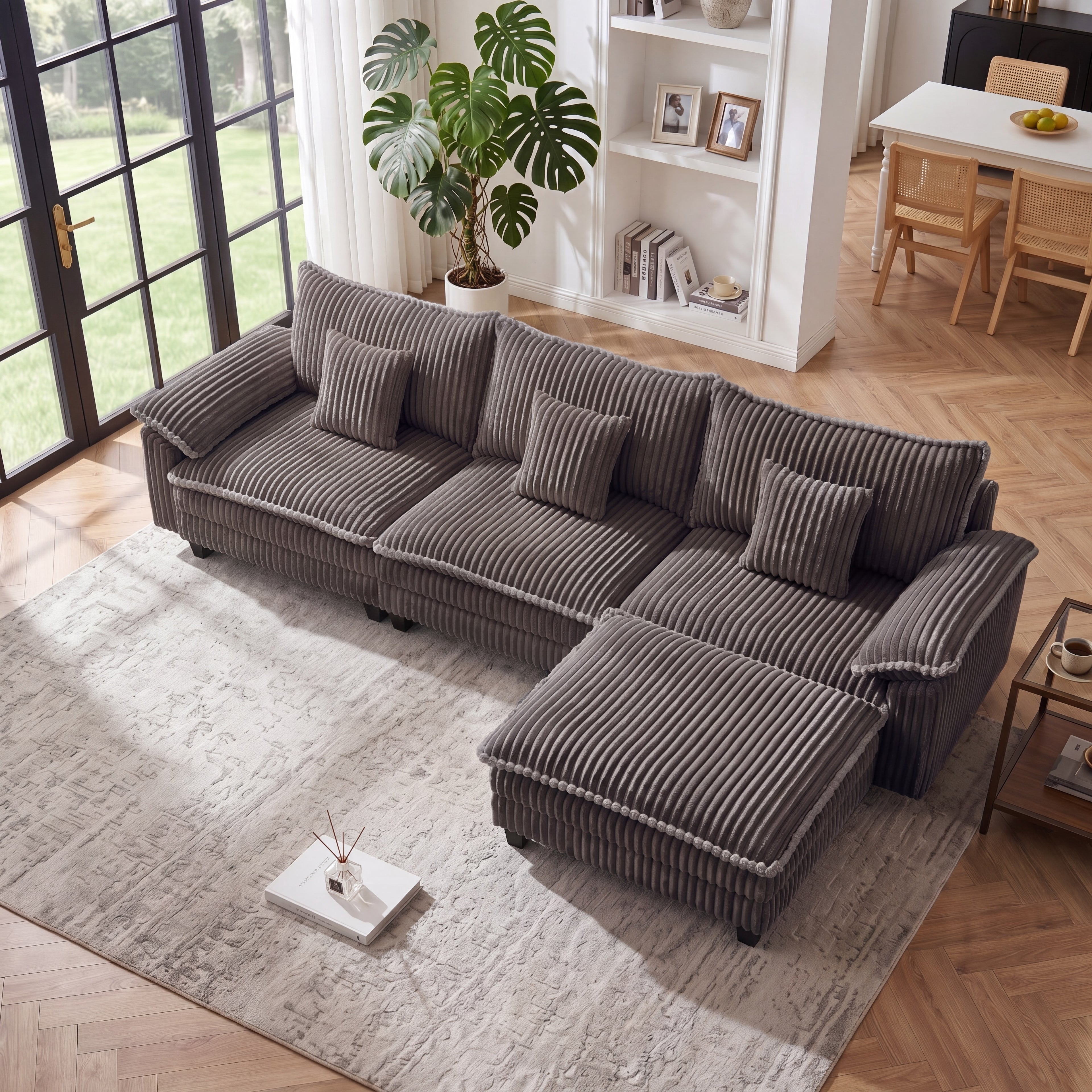 113" Modular L-Shaped Cloud Sectional Sofa - Gray