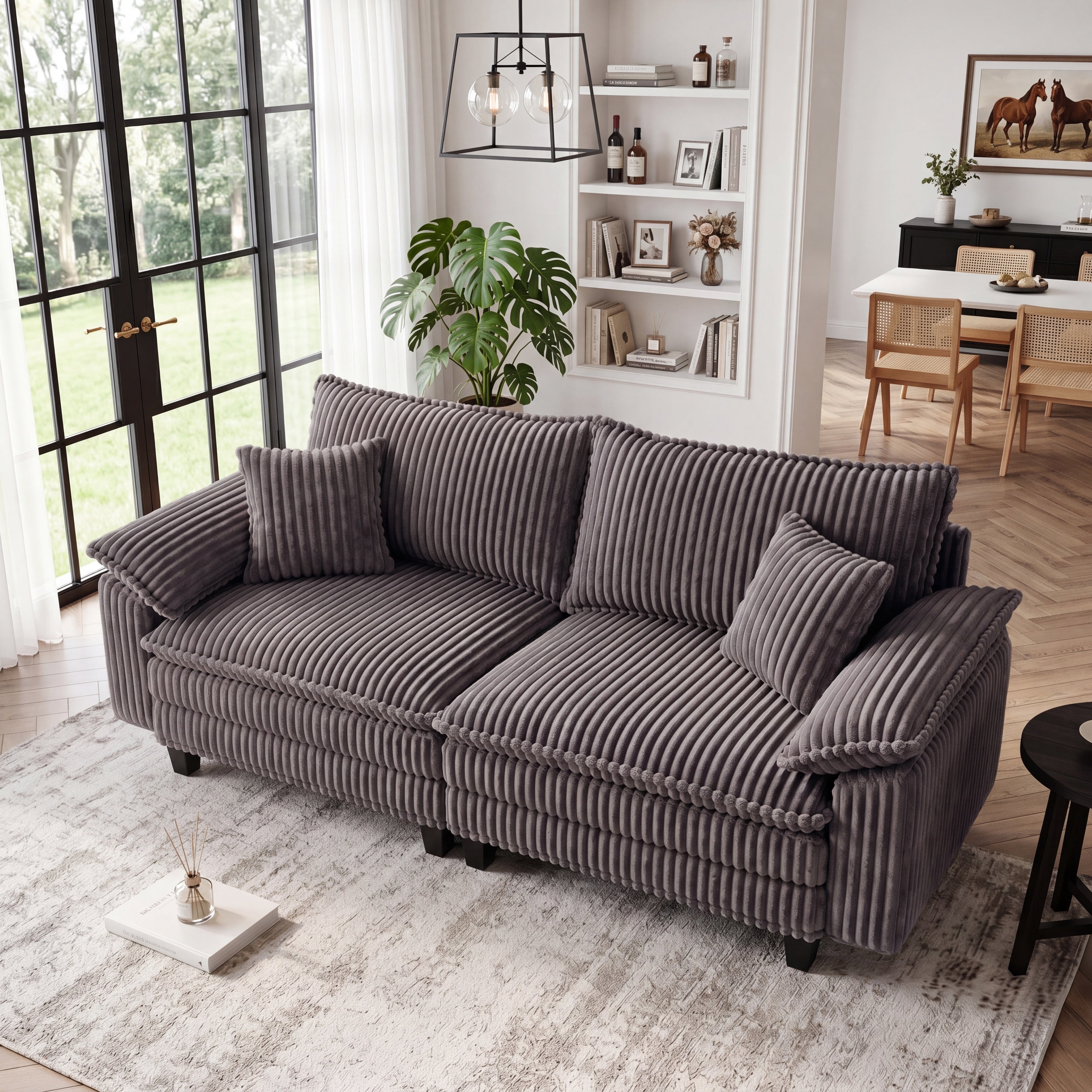 83" Deep Seat Cloud Loveseat Sofa - Gray Corduroy
