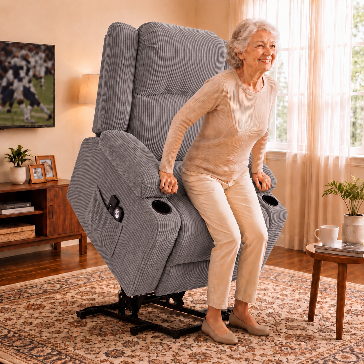 Power Lift Recliner Chair with Heat and Massage - Gray
